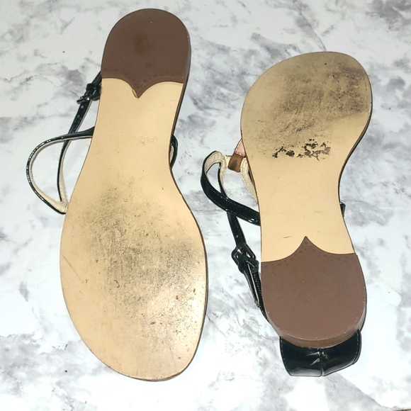 Black Animal Print T-Strap Sandals Boutique 9 Size 9 Boho Summer Shoes Coquette - Picture 6 of 6